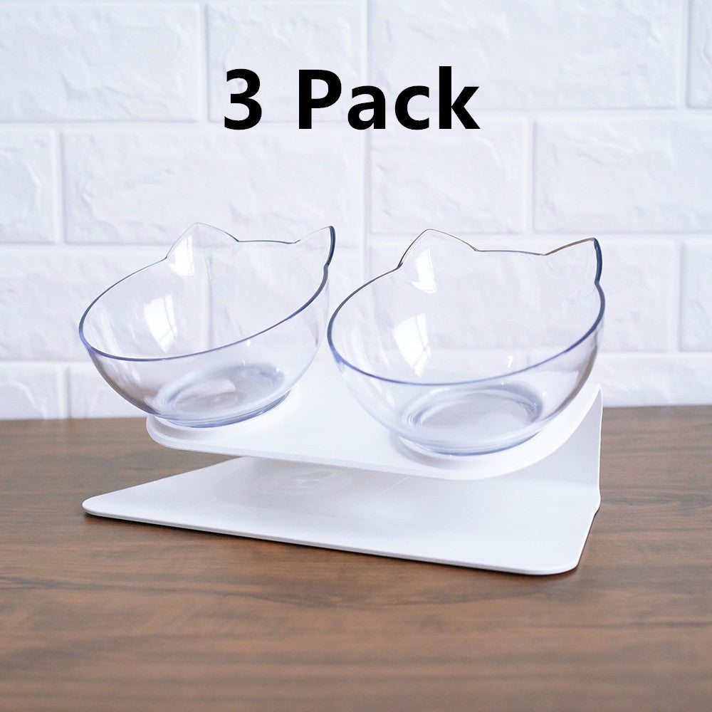 15° Tilted Cat Double Bowl – Ergonomic Raised Cat Food & Water Bowls with Neck & Spine Protection