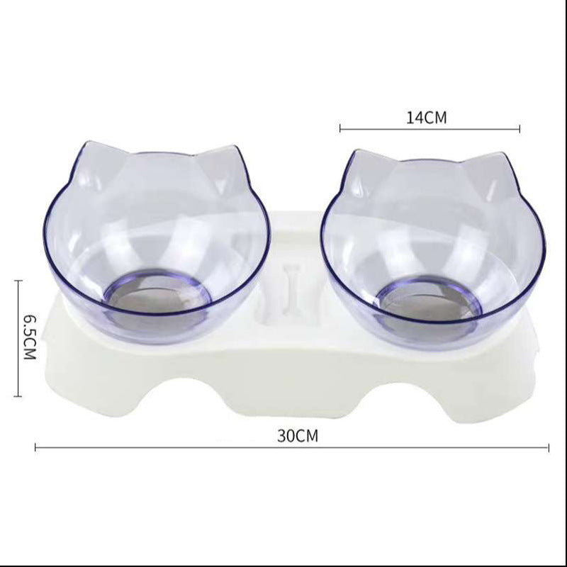 15° Tilted Cat Double Bowl – Ergonomic Raised Cat Food & Water Bowls with Neck & Spine Protection