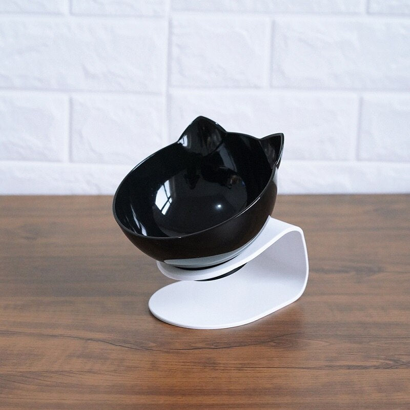15° Tilted Cat Double Bowl – Ergonomic Raised Cat Food & Water Bowls with Neck & Spine Protection